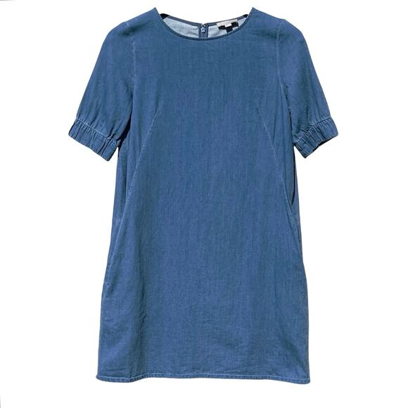 COS Women’s Chambray Banded Cuff Pocket Mini Shift Dress size 4 - Picture 1 of 5